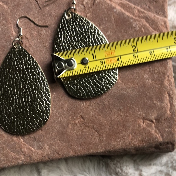 Faux Leather Teardrop Earrings - Picture 4 of 4